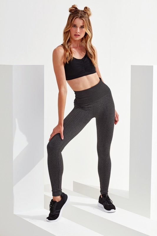 TriDri Women's Knitted City Leggings Full-Length Herringbone Soft-Stretch