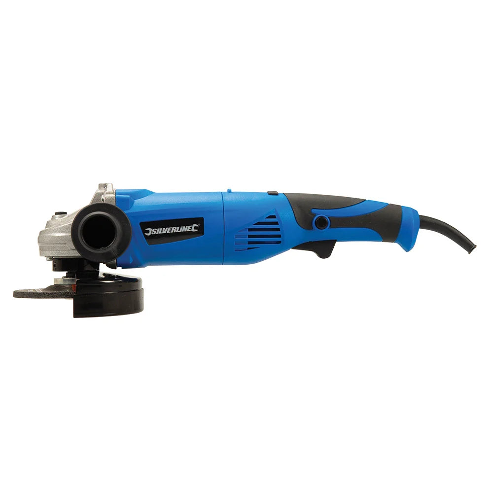 Silverline 950W Angle Grinder 115mm with 3-Position Handle & Guards