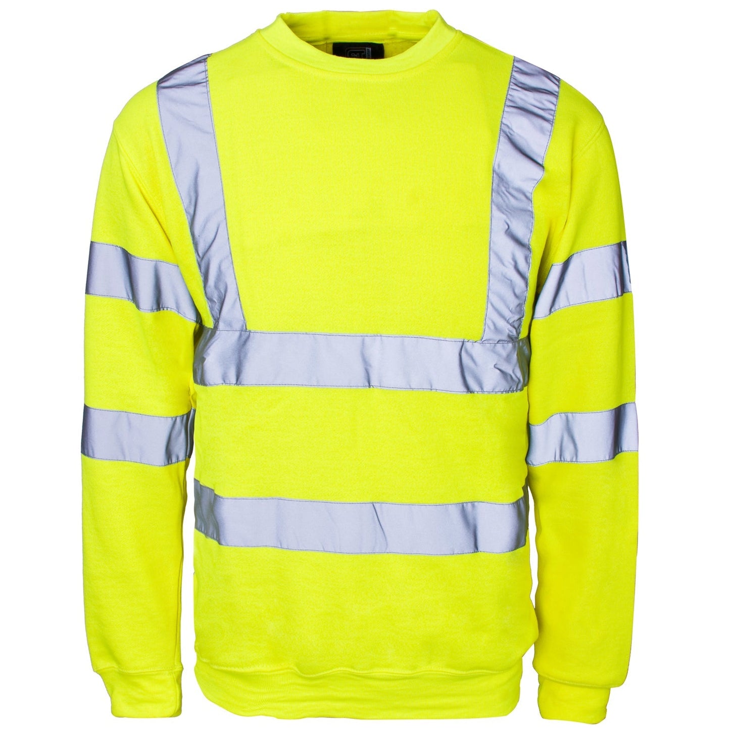 Supertouch Hi Vis Yellow Crew Neck Sweatshirt Durable Breathable 2 Band & Brace