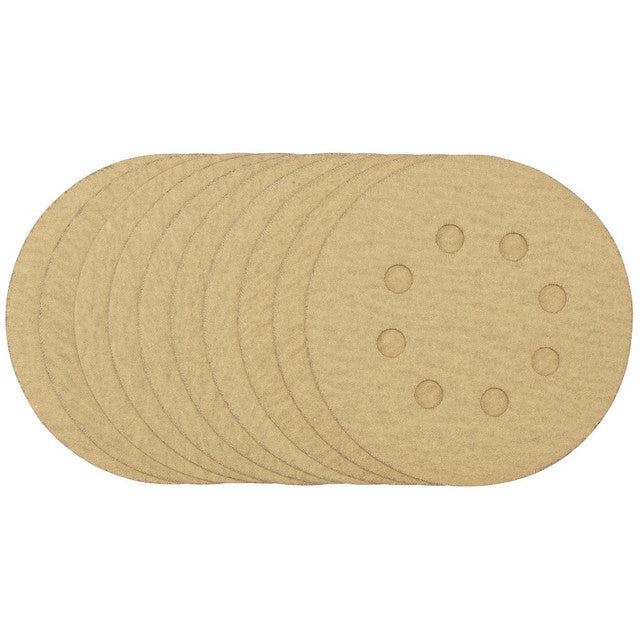 Draper Gold Sanding Discs 125mm 180 Grit Hook & Loop Pack of 10 with Dust Holes
