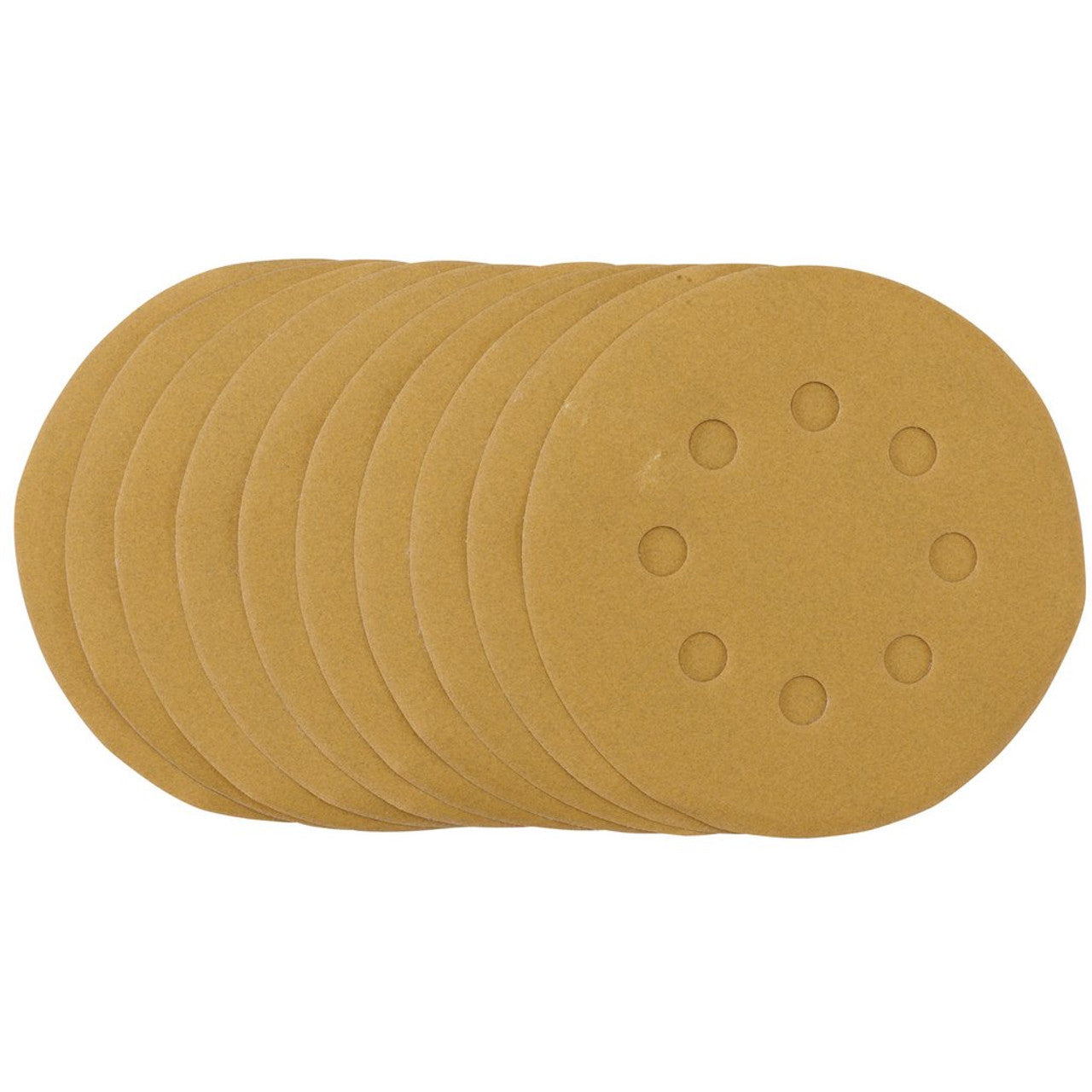 Draper Gold Sanding Discs 125mm 240 Grit Pack of 10 Hook & Loop Dust Extraction