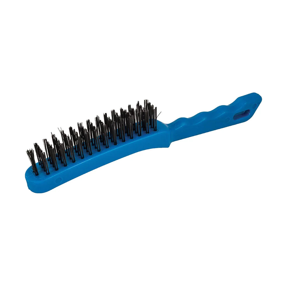 Silverline 4 Row Steel Wire Brush Heavy Duty with Plastic Handle 280mm