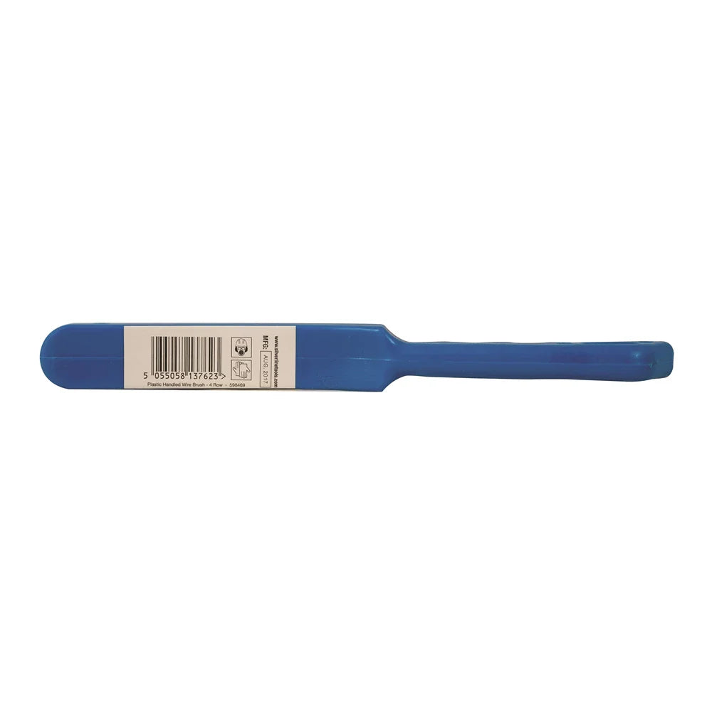 Silverline 4 Row Steel Wire Brush Heavy Duty with Plastic Handle 280mm