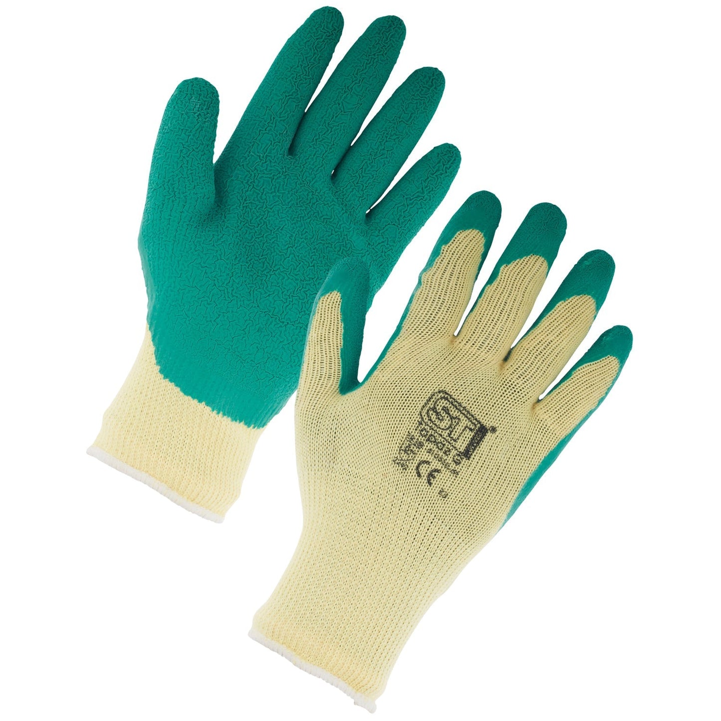Supertouch Topaz Gloves Polycotton Latex Palm Textured Grip Ribbed Wrist