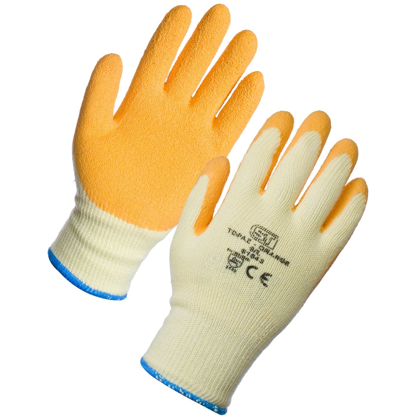 Supertouch Topaz Gloves Polycotton Latex Palm Textured Grip Ribbed Wrist
