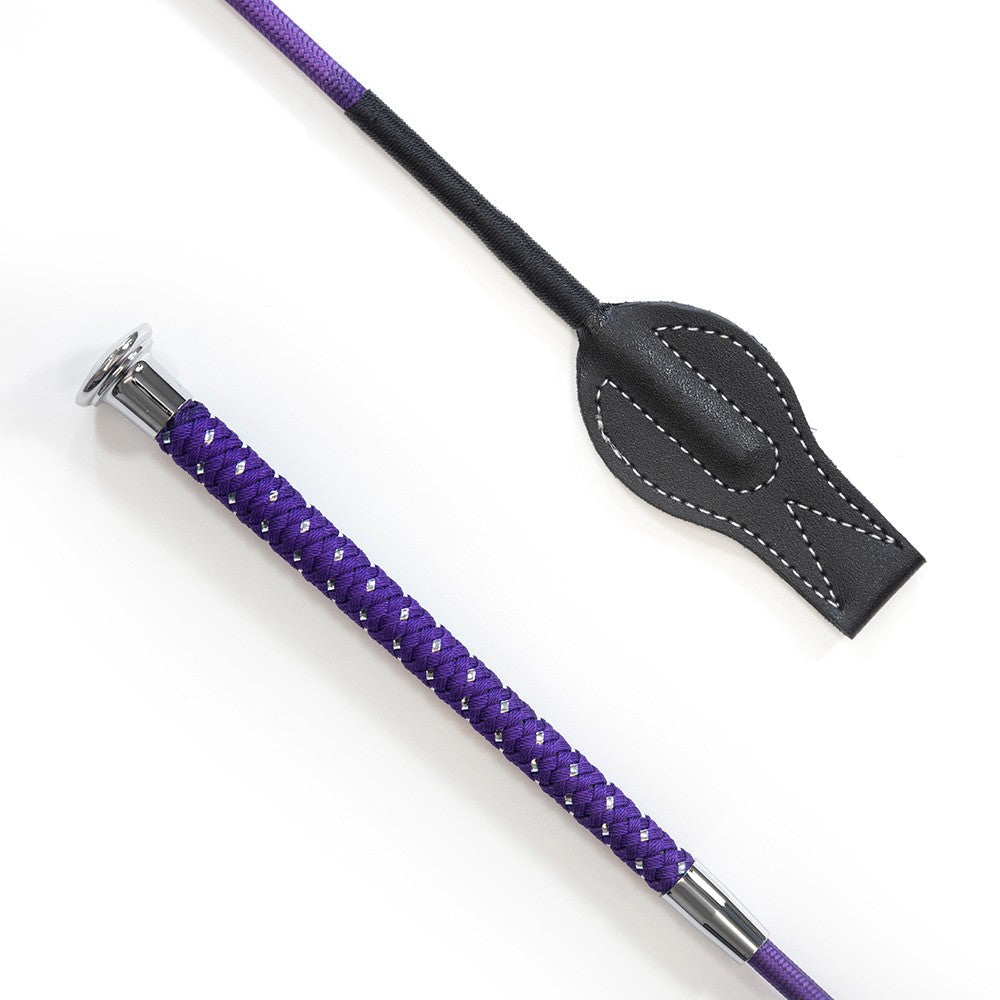 KM Elite Silver Braided Junior Whip #colour_purple