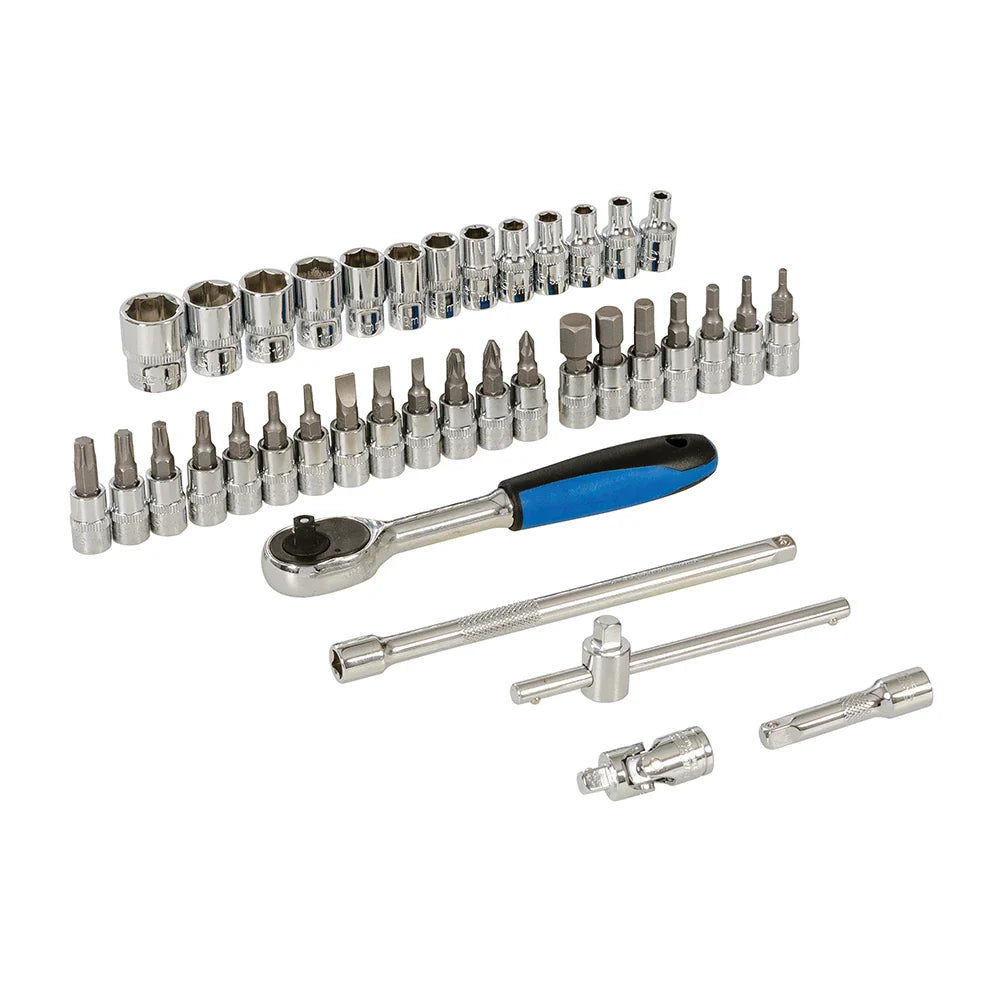 Silverline 38 Piece Socket Wrench Set 1/4" Drive Metric + Ratchet & Extensions