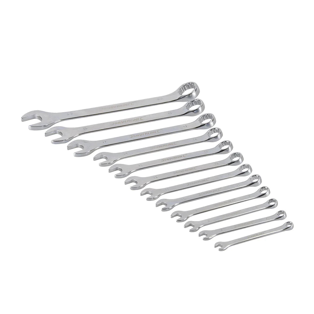 Silverline 12 Piece Combination Spanner Set Chrome Vanadium with Storage Roll