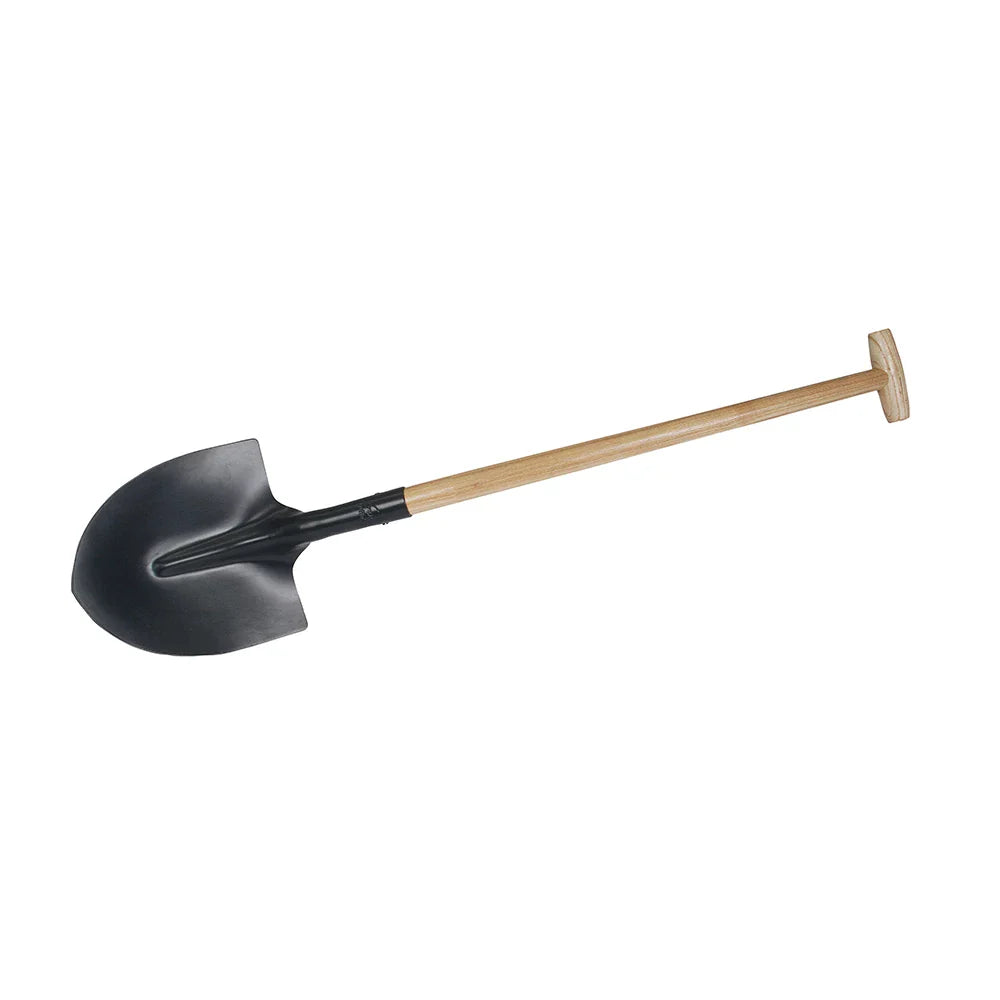 Silverline Round-Mouth Spade Pressed Steel Head T-Handle Wooden Shaft 1.3kg
