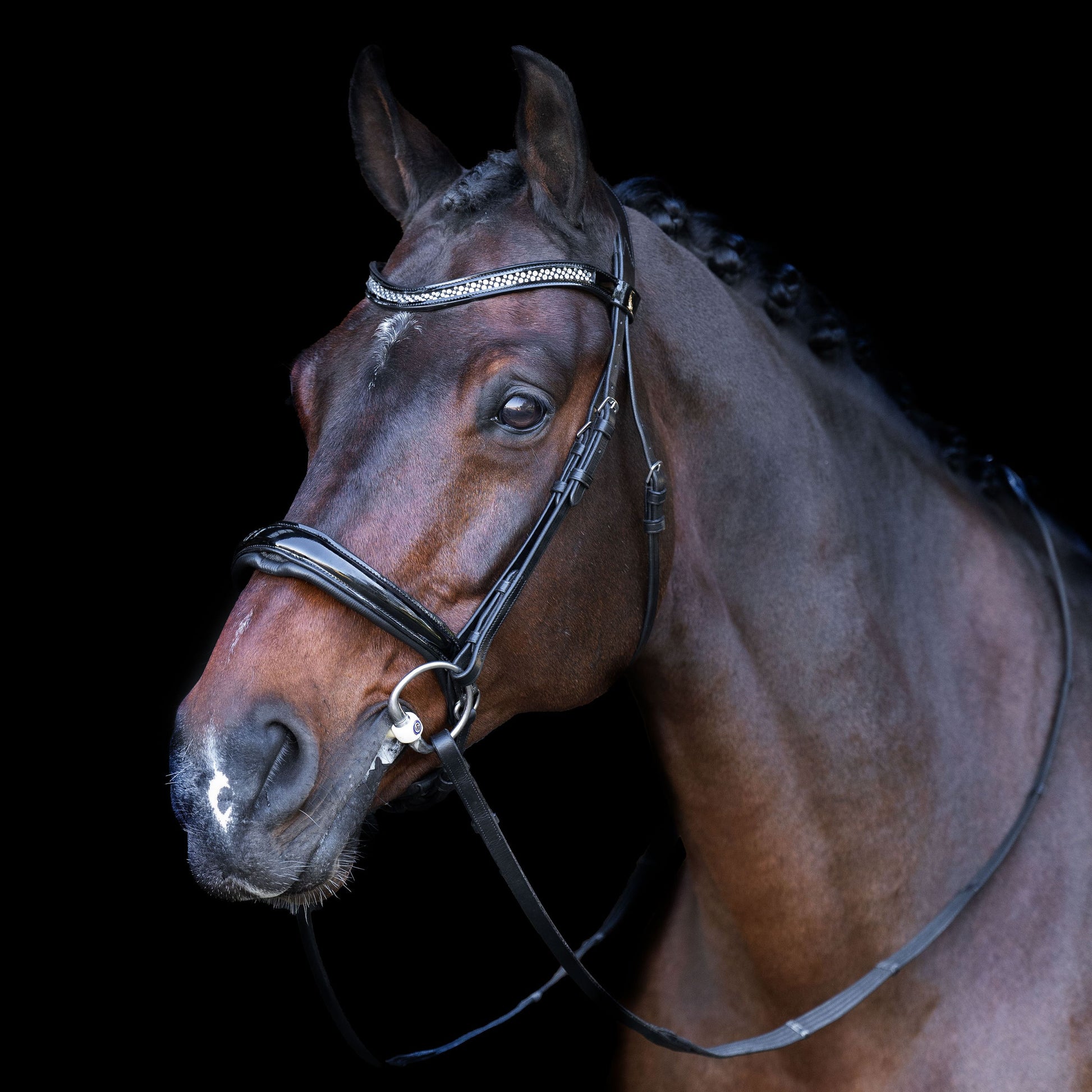 Imperial Riding Snaffle Bridle with English Noseband #colour_black-crystal