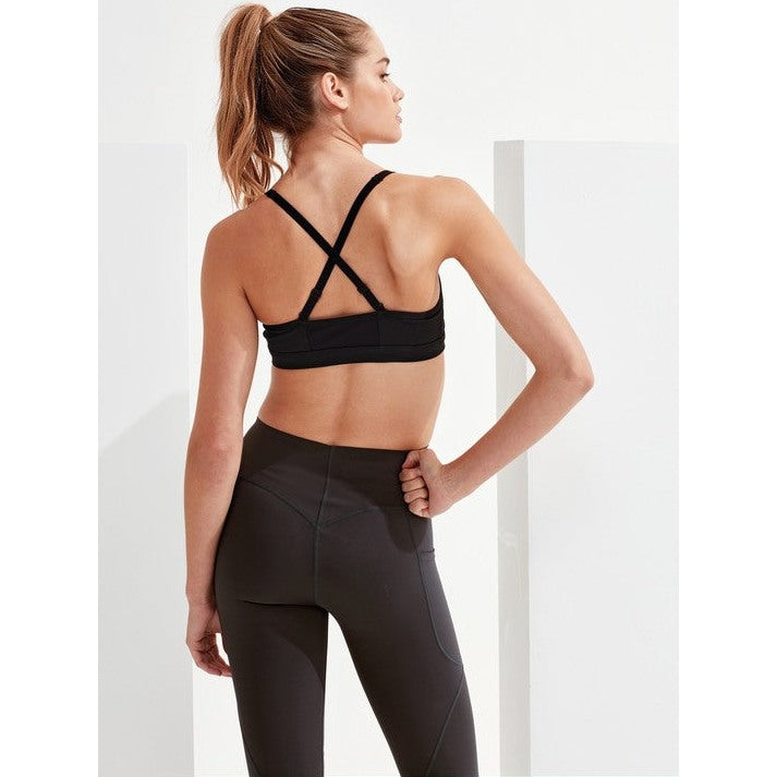 TriDri Women Ruched Sports Bra Medium Impact Adjustable Straps Removable Padding