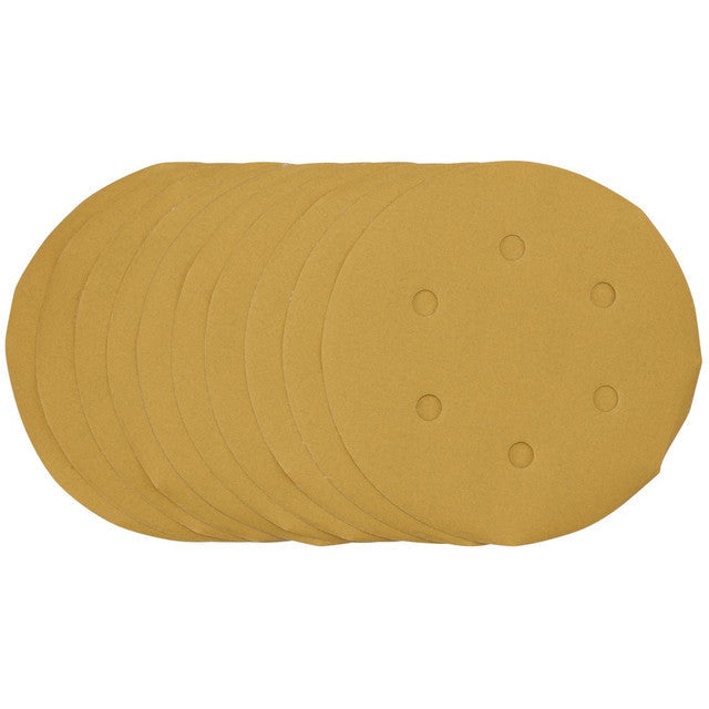 Draper Gold Sanding Discs 150mm 400 Grit Hook & Loop 10 Pack with Dust Holes