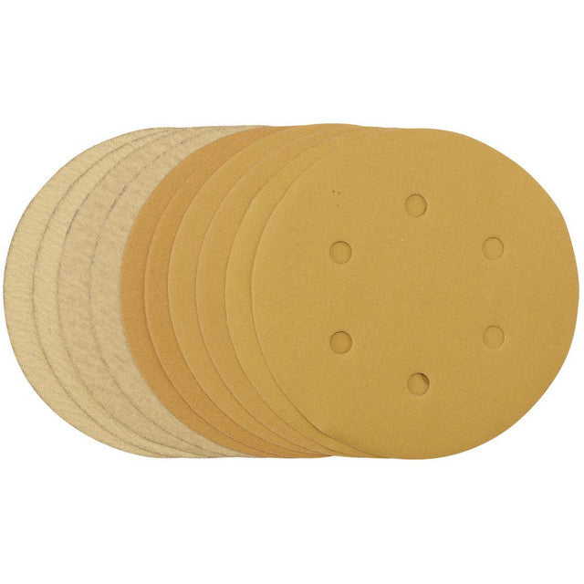 Draper Gold Sanding Discs 150mm Assorted Grit 120G-400G Pack of 10