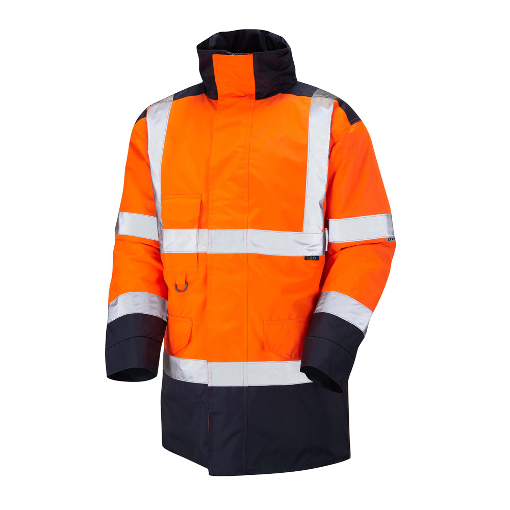 Leo Workwear EcoViz 4K Baffle Lined Anorak Recycled Material Hooded Jacket