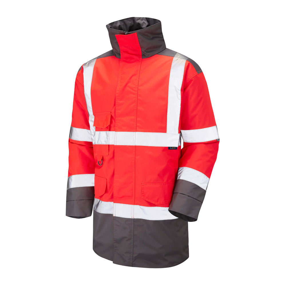 Leo Workwear EcoViz 4K Baffle Lined Anorak Recycled Material Hooded Jacket