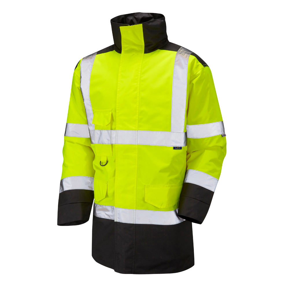 Leo Workwear EcoViz 4K Baffle Lined Anorak Recycled Material Hooded Jacket