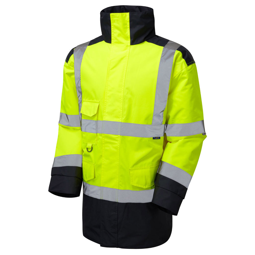 Leo Workwear EcoViz 4K Baffle Lined Anorak Recycled Material Hooded Jacket
