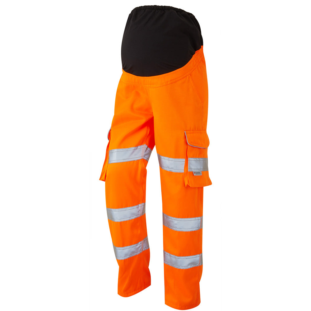 Leo Workwear Verity EcoViz Maternity Cargo Trousers Hi-Vis Orange Size XS-3XL