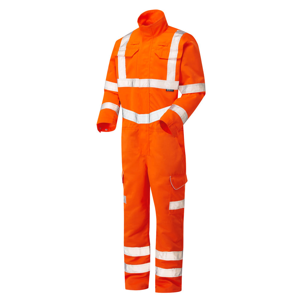 Leo Workwear Molland EcoViz Poly Cotton Coverall YKK Zip Reflective Tape S-6XL