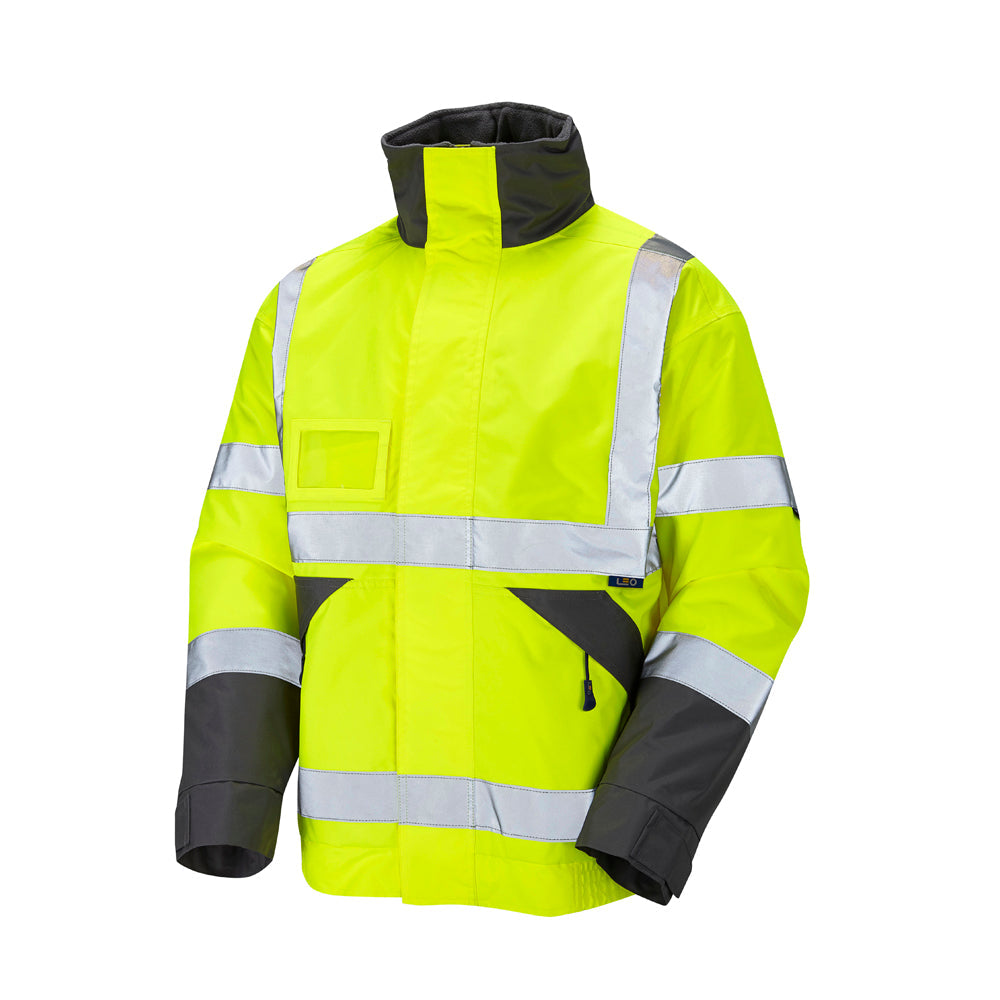 Leo Workwear BICKINGTON EcoViz 4K Baffle Lined Bomber Jacket with Hood