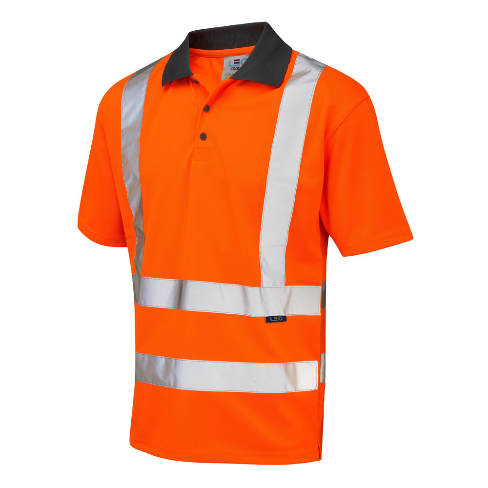 Leo Workwear EcoViz Performance Polo Shirt UPF 40+ Railway Standard RIS-3279-TOM