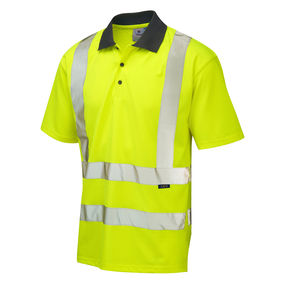 Leo Workwear EcoViz Performance Polo Shirt UPF 40+ Railway Standard RIS-3279-TOM