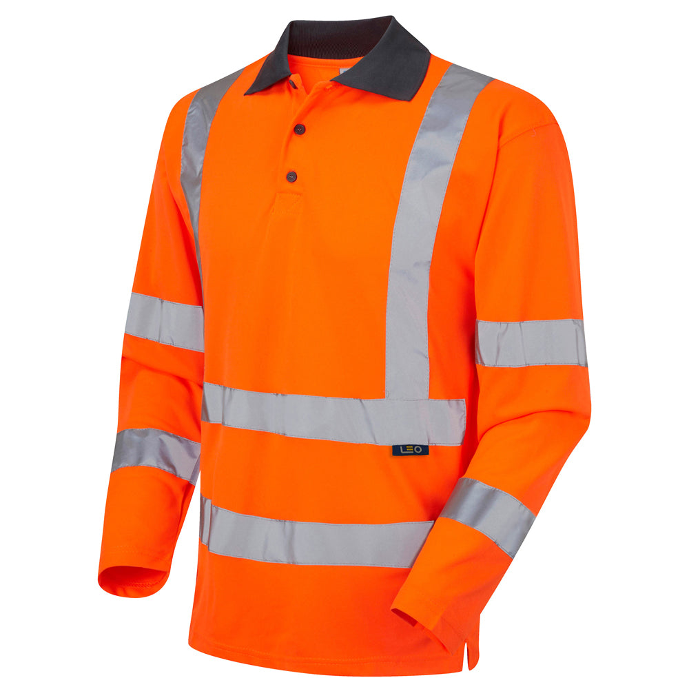 Leo Workwear EcoViz Performance Polo Shirt UPF 40+ Smart Contrast Collar