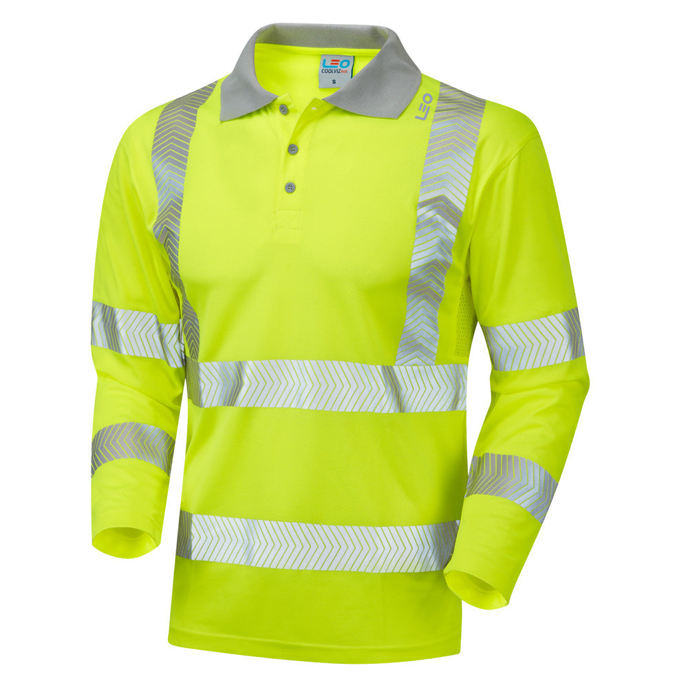 Leo Workwear EcoViz Performance+ Polo Shirt Lightweight Quick-Dry Reflective