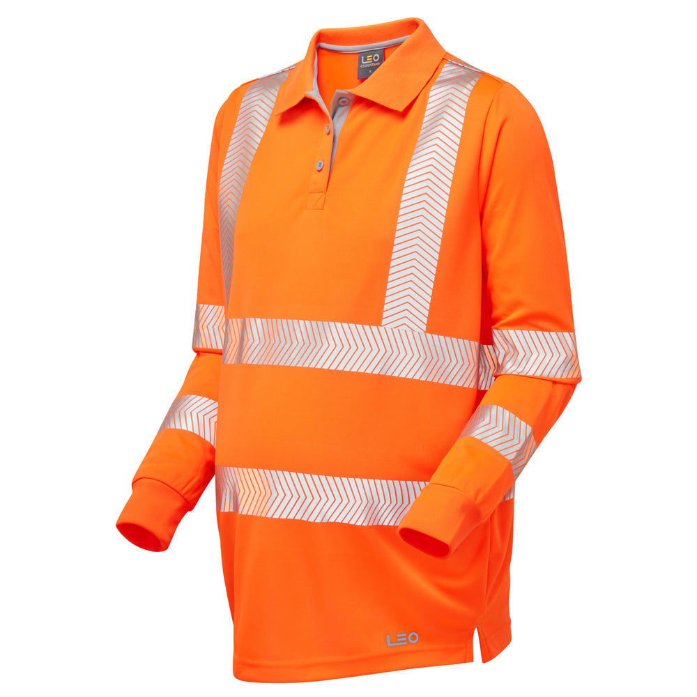 Leo Workwear EcoViz Maternity Polo Shirt Hi-Vis Yellow Reflective Tape