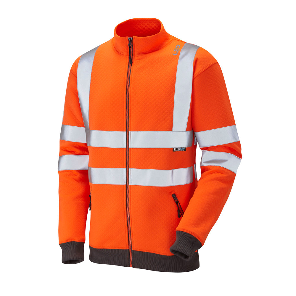 Leo Workwear EcoViz Track Top Ribbed Cuffs Zipped Pockets Railway Standard