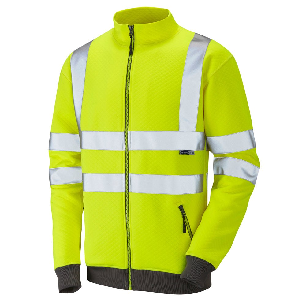 Leo Workwear EcoViz Track Top Ribbed Cuffs Zipped Pockets Railway Standard
