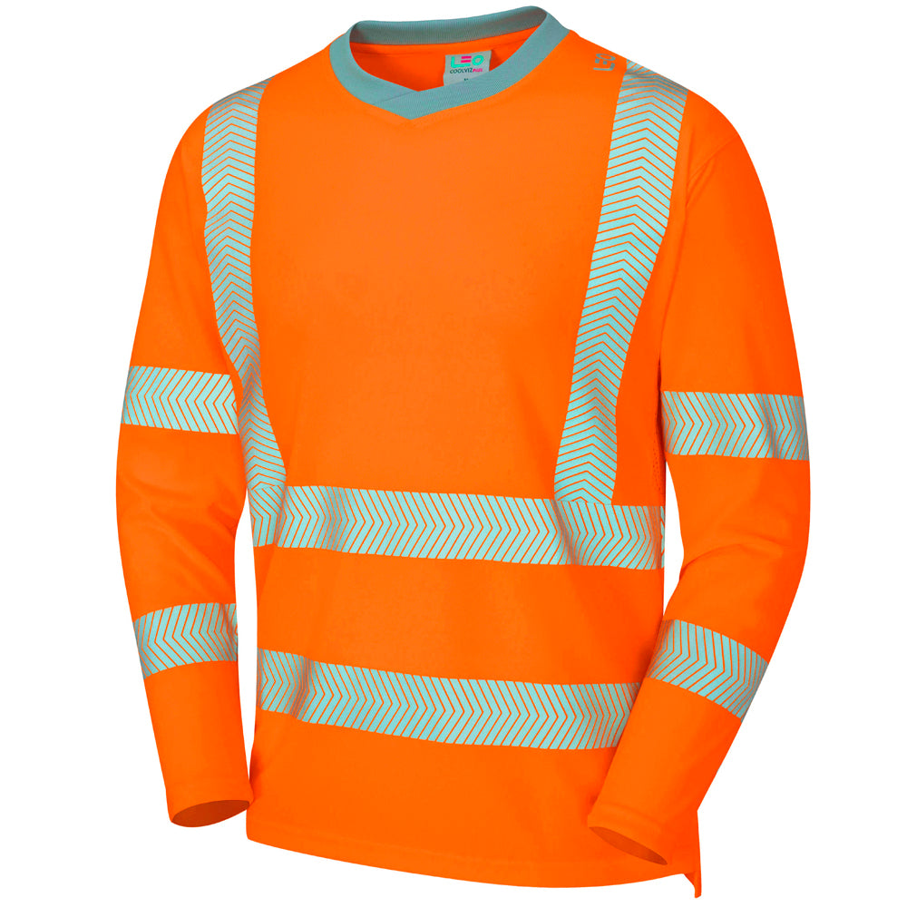 Leo Workwear EcoViz Performance+ Sleeved T-Shirt with Reflective Tape UPF 40+