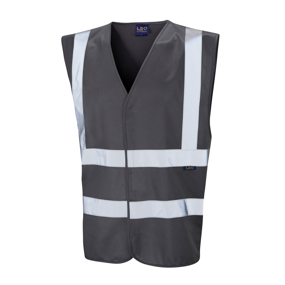 Leo Workwear EcoViz Reflective Waistcoat Grey Recycled Polyester XS-4XL
