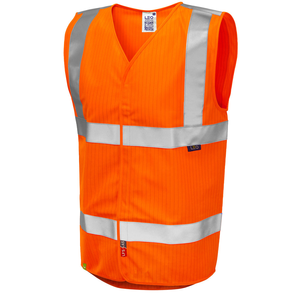Leo Workwear Clifton EcoViz Waistcoat EN 14116 EN 1149 Flame Retardant