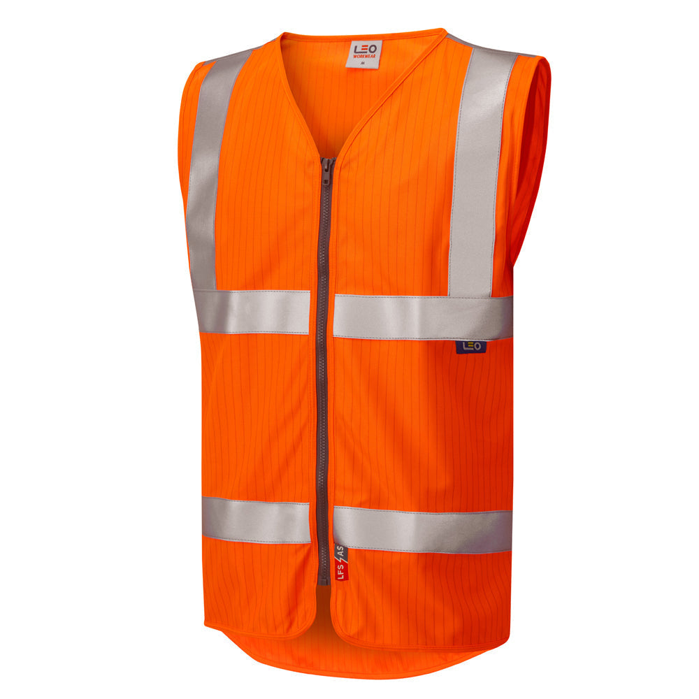 Leo Workwear Jacobstowe EcoViz Zip Waistcoat EN 14116 Flame Retardant LFS/AS