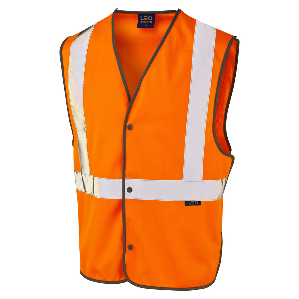 Leo Workwear EcoViz Rail Stud Waistcoat RIS-3279-TOM Quick Release Elastic Back