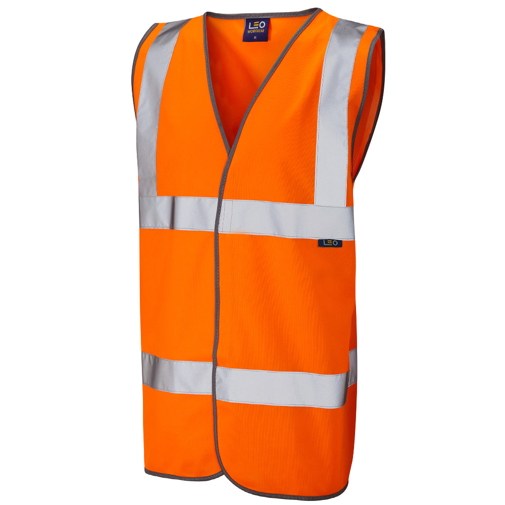 Leo Workwear EcoViz Waistcoat Recycled Material Lightweight Durable Grey Trim