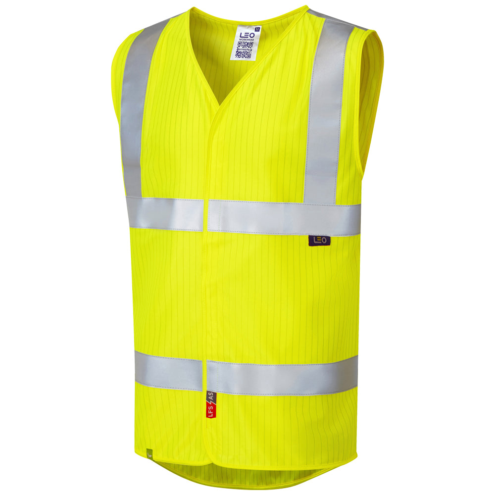 Leo Workwear Clifton EcoViz Waistcoat EN 14116 EN 1149 Flame Retardant