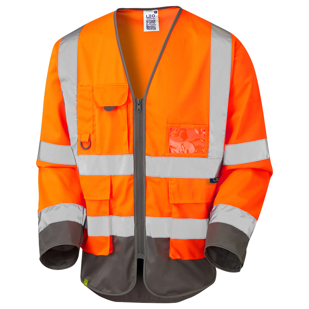 Leo Workwear WRAFTON EcoViz Sleeved Waistcoat with Pockets and Reflective Tape