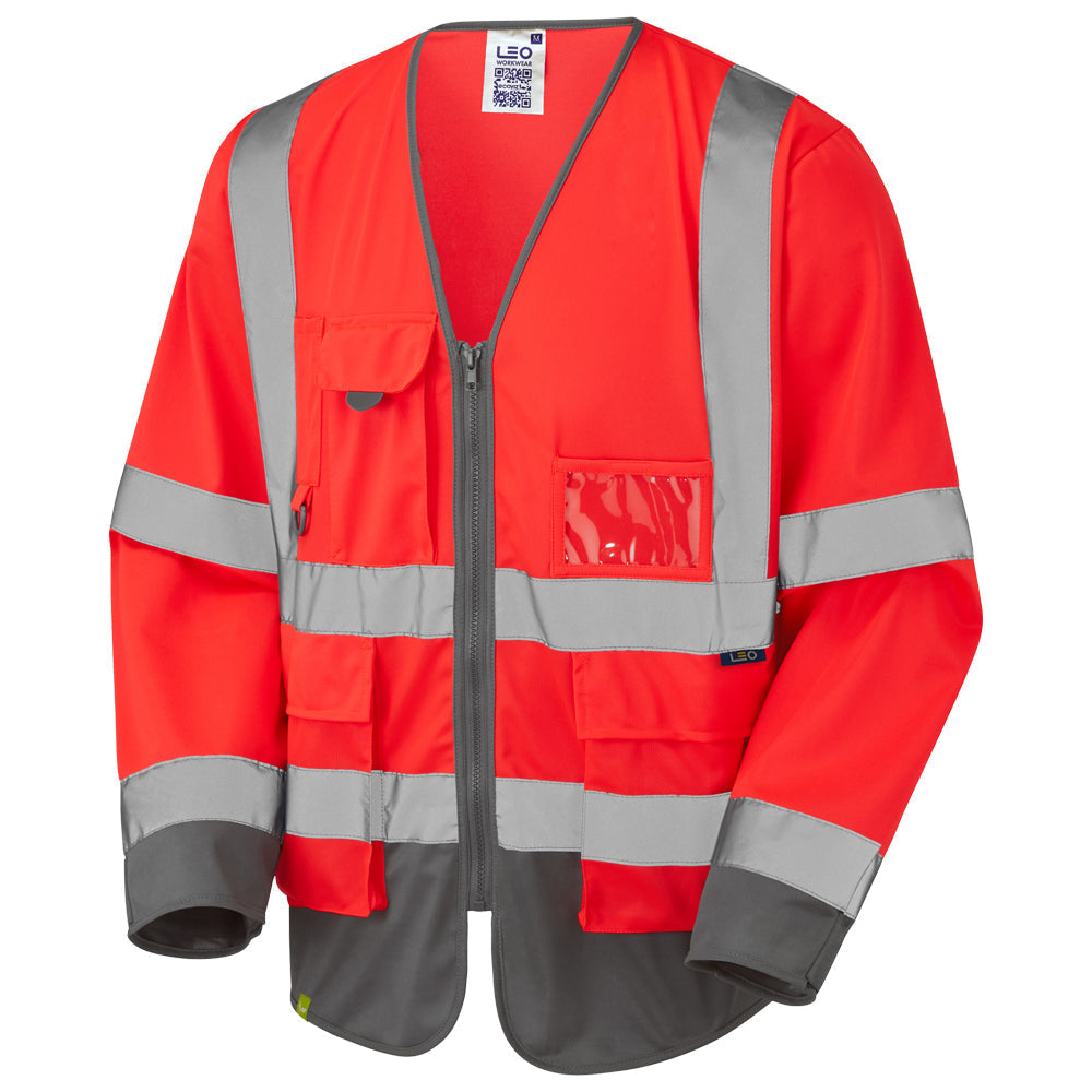 Leo Workwear WRAFTON EcoViz Sleeved Waistcoat with Pockets and Reflective Tape