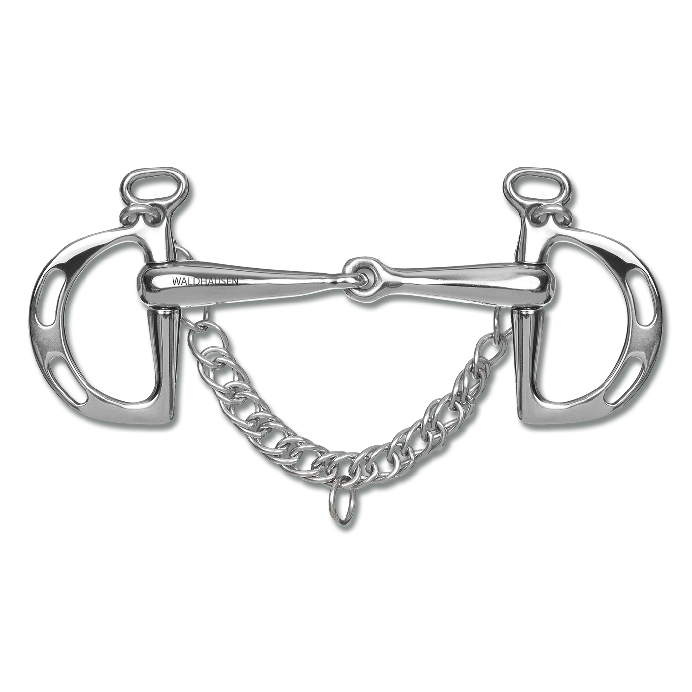 Waldhausen Horse Hollow Kimblewick Bit Stainless Steel with Curb Chain