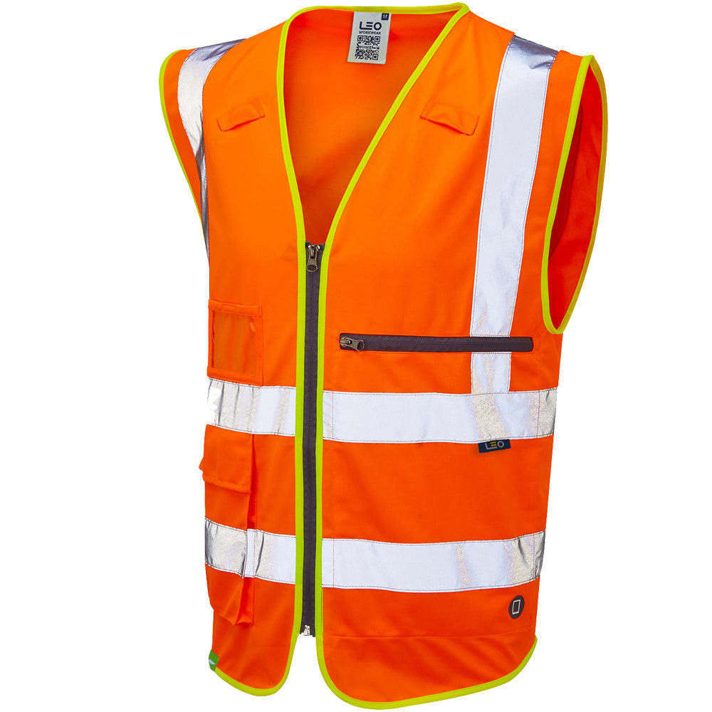 Leo Workwear EcoViz Tablet Pocket Waistcoat with Reflective Tape and ID Pocket