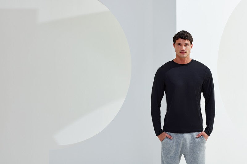 TriDri Long Sleeve Performance T-Shirt Lightweight Wicking Fabric Crew Neck