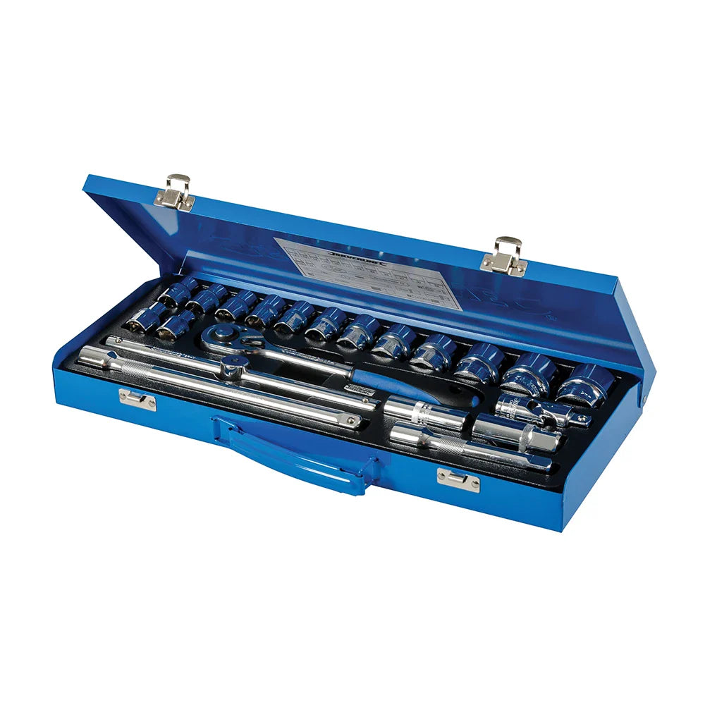 Silverline 1/2" Drive Socket Wrench Set 21Pce Metric with Quick-Release Ratchet