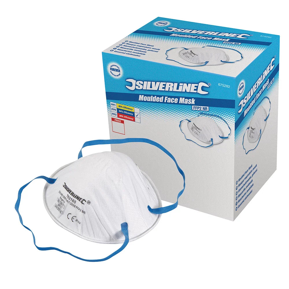 Silverline FFP2 NR Moulded Face Masks 20 Pack Disposable Dust Protection