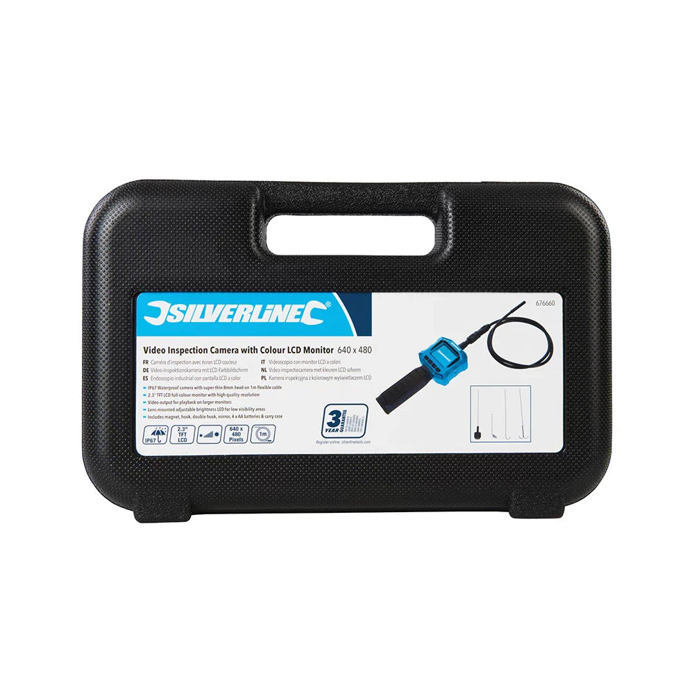 Silverline Video Inspection Camera IP67 Waterproof 8mm Head Colour Monitor