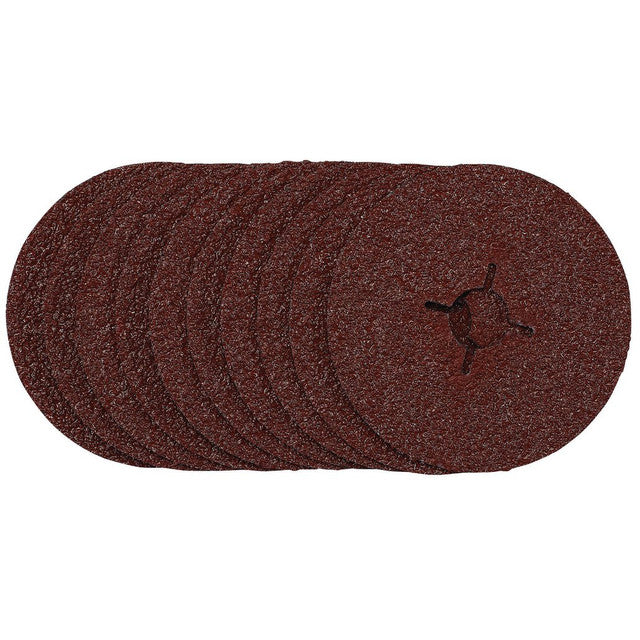 Draper Tools 115mm Fibre Sanding Discs 24 Grit Pack of 10 for Metal Finishing