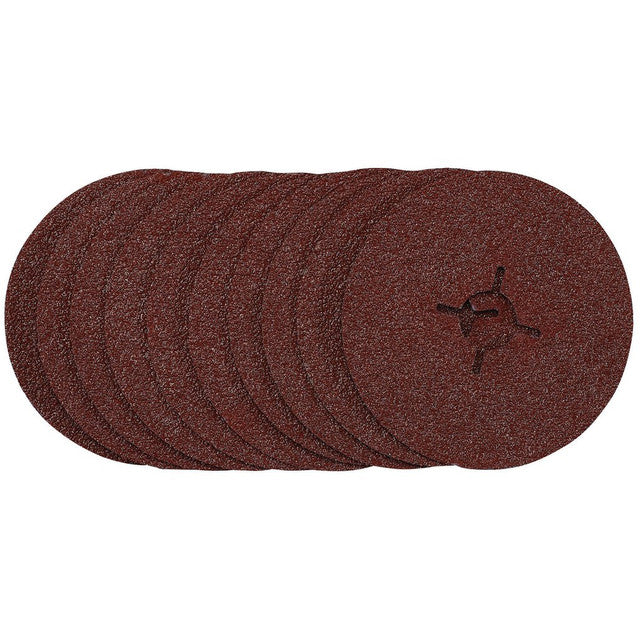 Draper Tools 115mm Fibre Sanding Discs 36 Grit Pack of 10 for Metal Finishing