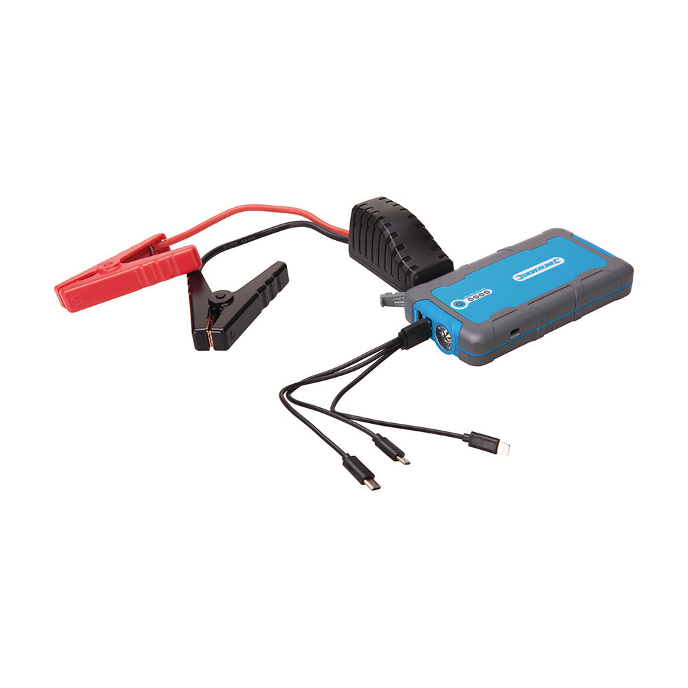 Silverline 12V Lithium Jump Starter Powerbank 400A with USB Torch & Cables