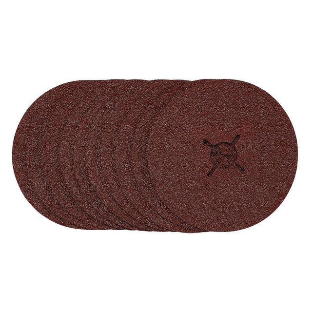 Draper Tools 125mm Fibre Sanding Discs 36 Grit Pack of 10 for Metal Finishing